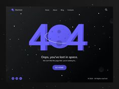 the landing page for an app designed to look like space