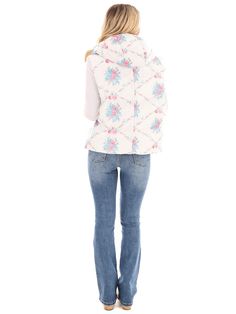 Get ready for blooming style with the Garden Grove Floral Puffer Vest! This cozy vest features a playful floral print, a convenient hoodie, and a zipper closure for easy wear. Perfect for layering and adding a touch of quirkiness to any outfit. Trendy Hooded Spring Vest, Trendy Hooded Vest For Spring, Casual Cotton Vest With Floral Print, Spring Cotton Hooded Vest, Cotton Hooded Vest For Spring, Hooded Cotton Vest For Spring, Trucker Hat Fashion, Cozy Vest, Gameday Dress