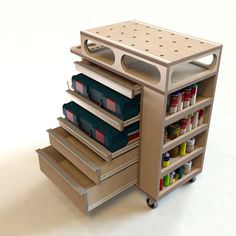 a cart that has some drawers in it