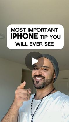 a man with a funny message above his head that says most important phone tip you will ever see