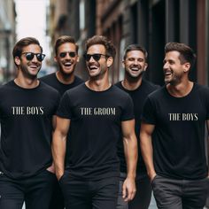 The Boys Groomsman Shirts, Groom Shirt, Best Man Shirt, Bachelor Party Shirt, Groomsmen Matching Shirts, Groomsman Proposal, Bachelor tees Please allow 1-5 days for processing and 1-5 days shipping! Printed on a per print basis, so we can only do refunds if the product is incorrect or damaged! This classic unisex jersey short sleeve tee fits like a well-loved favorite. Soft cotton and quality print make users fall in love with it over and over again. These t-shirts have-ribbed knit collars to bo Mens Bachelor Party, Groomsmen Shirt, Best Man Proposal, Groomsman Proposal, Bachelor Party Shirts, Groom Shirts, Groomsmen Photos, Groomsmen Proposal, Man Shirt