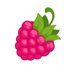 a raspberry with green leaves on it's head and pink berries in the middle