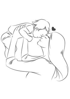 a drawing of a man and woman kissing