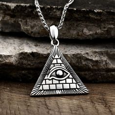 Men Eye of Providence Pendant Necklace Masonic Jewelry Stainless Steel Chain 24" | eBay Masonic Jewelry, Eye Of God, Eye Of Providence, Biker Jewelry, Male Eyes, Jewelry Chain, All Seeing Eye, Triangle Necklace, Party Necklace