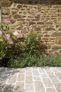 Beige limestone pavers in a English country garden Indoor Tiles, Outdoor Tile, Paver Tiles