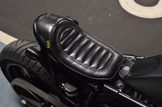 a close up of the seat on a motorcycle