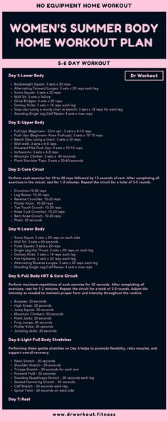 a black and pink poster with the words women's summer body home workout plan