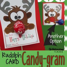 rudolph the reindeer valentine's day candy card