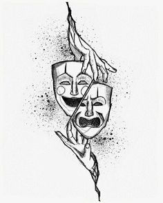 a black and white drawing of a mask