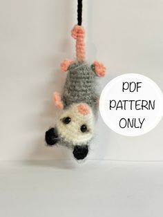 a crocheted animal hanging from a string with the text, free pattern only