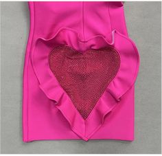 Pink Heart-shaped Sequined Stitching Party Mini Dress