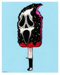 an ice cream bar with sprinkles and a skull on it's head