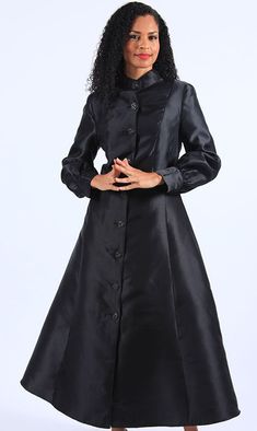 Diana 8637 1 piece Silky Twill Clergy Robe Colors: Black, White Sizes: 8, 10, 12, 14, 16, 18, 20, 22, 24 Clergy Robes, Church Dress, Church Dresses, Mandarin Collar, Luxury Fabrics, Body Shapes, 1 Piece, The Dress, Full Length