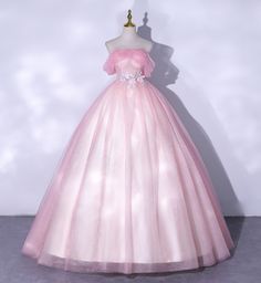 Formal Ball Gowns Princesses, Pink Ball Gowns With Sleeves, Pastel Pink Ball Gown, Pink And White Princess Dress, Light Pink Poofy Prom Dress, Light Pink Simple Wedding Dress, Pink Fairy Princess Dress, Pink Princess Ball Gown, Pink Princess Outfit Aesthetic