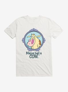 Lightweight 100% combed ring spun cottonWash cold; dry lowImportedListed in men's  unisex sizes Cow Pun Shirt, Cow And Chicken, Chicken Mama, Cow Tshirt, A Cow, Show Off, Tshirts Online, Hot Topic, Shirt Online