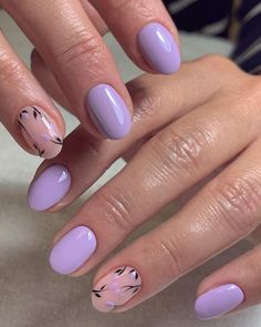 Pastel Purple Nails Design, Pastel Pink Nail Designs, Nails Ideas Purple, Purple Short Nails, Summer Nails Designs 2023, Trendy Summer Nails 2023, Spring Floral Nails, Summer Nails Designs, Trendy Summer Nails