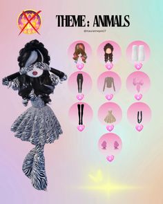 there is an image of a doll with many different outfits