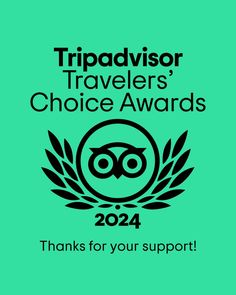 the logo for tripadvisor travelers'choice awards, with words that say thanks for your support