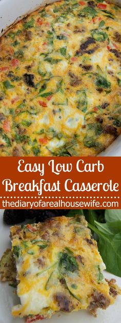 an easy low carb breakfast casserole with spinach and cheese