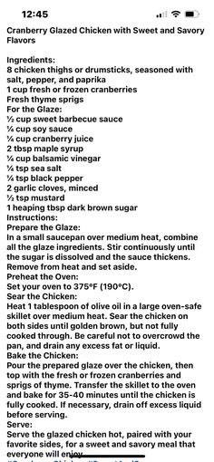 the recipe for cranberry glazed chicken with sweet and savory flavors is shown