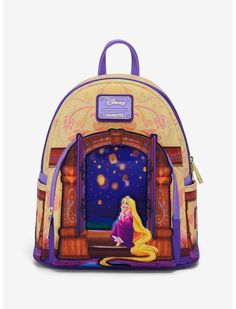 Loungefly Disney Tangled Rapunzel Lenticular Lantern Window Mini Backpack - BoxLunch Exclusive | BoxLunch Loungefly Backpack, Cute Mini Backpacks, Lilo Et Stitch, Tangled Rapunzel, Loungefly Bag, Disney Handbags, Disney Bag, Adventures By Disney, Disney Tangled