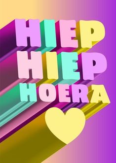 the words help help hoera written in 3d letters with a heart at the bottom