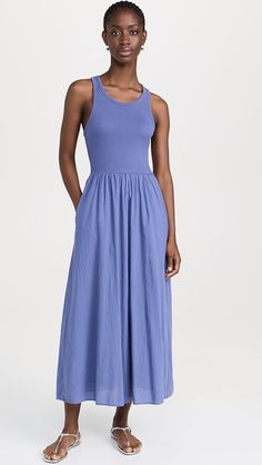 XIRENA Flynn Dress | Shopbop Chic Cotton Maxi Dress With Pockets, Blue Cotton Sleeveless Dress With Pockets, Chic Cotton Dresses With Side Pockets, Chic Cotton Dress With Side Pockets, Sleeveless Cotton Maxi Dress Unlined, Fitted Unlined Cotton Dresses, Sleeveless Cotton Maxi Dress For Work, Fitted Cotton Dress Unlined, Cotton Midi Dress With Slip Pockets