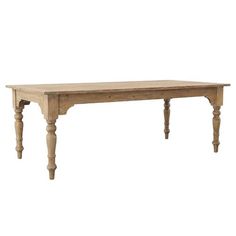 a wooden table with two legs and a long, narrow top on an isolated white background