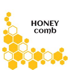 honey combs with the words honey comb in black and yellow on a white background