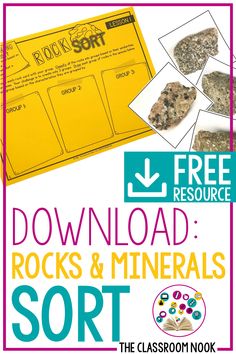 Grab this free rock sorting activity with rock picture cards and a recording sheet to help introduce your rocks and minerals science unit.  Perfect for upper elementary students! #upperelementary #upperelementaryscience #teachingscience #thirdgrade #fourthgrade #fifthgrade Free Classroom Printables, Earth Science Lessons, Social Stories Preschool, Coop Ideas, Science Notebooks, Nature School, 6th Grade Science