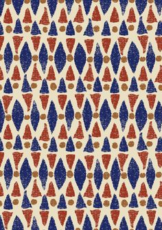 an abstract pattern with red, white and blue shapes