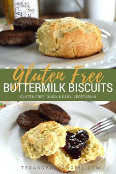 gluffinn free buttermilk biscuits on a white plate