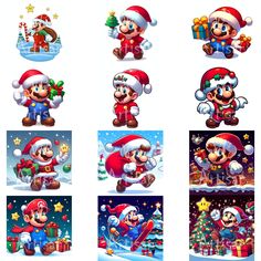 cartoon christmas characters in different poses