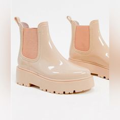 New. Never Worn. Chelsea Rain Boots In Beige-Nude Pink Color. Water Resistant Asos Boots, Mid Heel Ankle Boots, Lace Up Boots Women, Chelsea Rain Boots, 2022 Ss, Asos Shoes, Square Toe Heels, Chelsea Ankle Boots, Fringe Boots