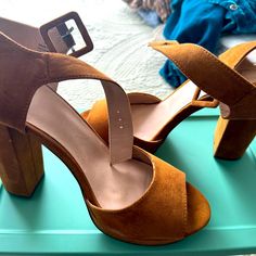 Brown Heels Never Worn Spring Suede Heels With 4-inch Heel, Fall Open Heel Platform Heels, Brown Shoes, Brown Heels, Shoes Color, Brown Shoe, Shoes Women Heels, Shoes Heels, Fast Delivery