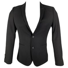 THE KOOPLES sport coat comes in a black wool featuring a peak lapel, slit pockets, double back vent, and double button closure. Very Good Pre-Owned Condition. Marked: 44 Measurements: Shoulder: 15.5 inches Chest: 36 inches Sleeve: 24.5 inches Length: 25.5 inches Reference: 120236 Category: Sport Coat More Details Brand: THE KOOPLES Size: 34 Chest Size: 34 Color: Black Pattern: Solid Fabric: Wool Style: Single breasted Age Group: Adult Gender: Male The Kooples, Jean Paul Gaultier, Black Pattern, Black Wool, Sport Coat, Giorgio Armani, Hugo Boss, Single Breasted, Blazer Jacket