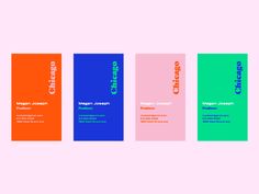 four different colored business cards with the words cifraceo on one side and an orange, pink, green, blue, and red color scheme on the other