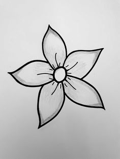 a black and white drawing of a flower