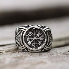 * Note: For back order items, please allow 20 working days of crafting time. This finely detailed Norse Viking Ring represents the Vegvisir which is the symbol of guidance and protection. This Men's Dragon Ring will offer you protection and will allow you not to lose your way during storms and bad weather, even if you Spiritual Rings, Dragon Amulet, Beard Accessories, Viking Rings, Ring For Man, Mens Silver Jewelry, Mens Stainless Steel Rings, Fashion Words, Celtic Knot Ring