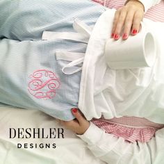 "Monogrammed Seersucker Pants by Deshler Designs Love these! Choose from Blue, Green, or Pink seersucker and complete with custom monogram in these adorable lounge pants! Perfect for lounging around! Wanting to buy a set for your bridesmaid crew, sorority sisters, family? Message me & I'll take care of all the details needed for your group order! Or, you can order directly from this listing, adding one pair/color/size to your shopping cart at a time. When making your purchase, don't forget t Family Message, Pajamas For Teens, Monogrammed Pajamas, Pink Seersucker, Sorority Sisters, Cozy Pajamas, Seersucker Pants, Pajamas Comfy, Cute Pajamas