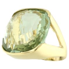 18 Karat Yellow Gold With Prasiolite Green Amethyst Modern Cocktail Ring For Sale at 1stDibs Elegant Pouch, Modern Cocktail, Green Cocktail, Colored Stones, Modern Ring, Jewel Box, Square Cut, Green Amethyst, Cocktail Ring