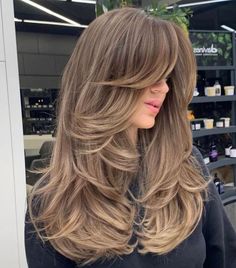 Long Hair with Bouncy Face Framing Layers Face Bangs, Wavy Layered Hair, Straight Layered Hair, Dirty Blonde Hair, Hair 2024, Long Wavy Hair