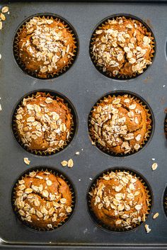 muffins with oats in a pan ready to be baked