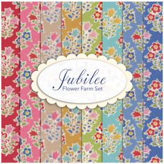 a set of four different colored floral patterns