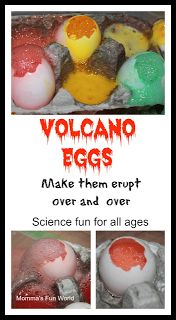 an advertisement for volcano eggs with the caption make them erupt over and over science fun for all ages