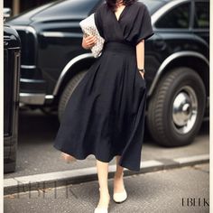 Ebeek - Fashionable and alluring A-line Dress with Waist Cinching and Collar Accent Defined Waist, Basic Skirt, Types Of Skirts, Cinched Waist, Olivia Mark, Fit And Flare Dress, Pleated Dress, Empire Waist, Types Of Collars