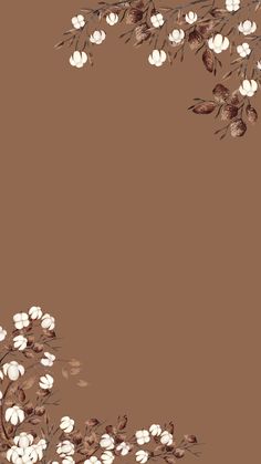 a brown background with white flowers on it