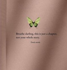 a butterfly with a quote on it that says breathe daring, this is just a charter, not your whole story