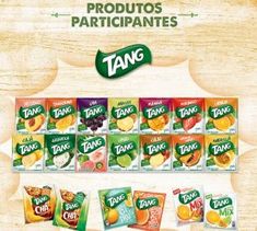 an advertisement for tang fruit products