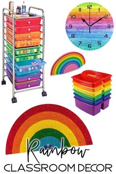 the rainbow classroom decor is perfect for any child's room or playroom with lots of fun